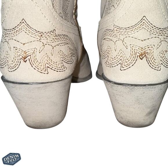 Ariat Chandler Western Boot 6.5B Cream Suede Cowboy X Toe Leather Heel 2.5” - Picture 11 of 16